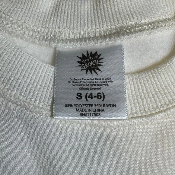 Dr Seuss The Grinch Christmas Sweatshirt Cream Graphic Pullover Mens Small 4-6 - Picture 5 of 8